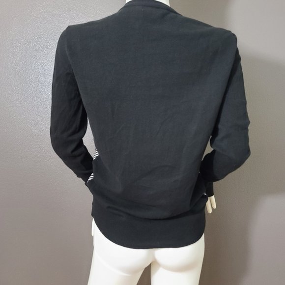 NWoT Merona Black and White Abstract Stripe Print Button Up Sweater - Picture 4 of 6